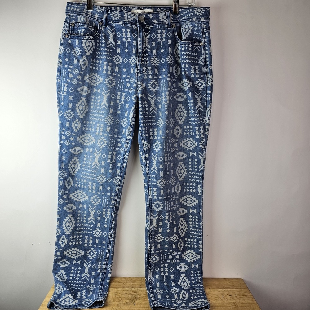 Est. 1946 Denim Jeans Women's 14 Hi-Rise Light Wash Southwestern Aztec Boho